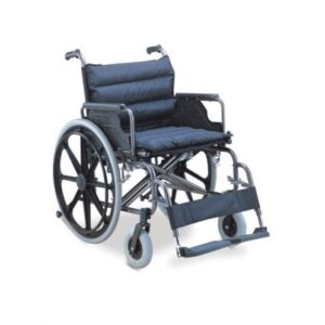 Wheelchair - Steel / Nylon - extra wide , upto 125kg , detach arm and foot rests
