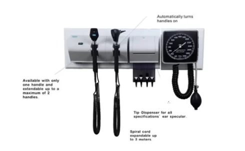 Diagnostic Set DW1060 - Wall Mounted opthalmoscope, ottoscope. Bp meter , ear specula